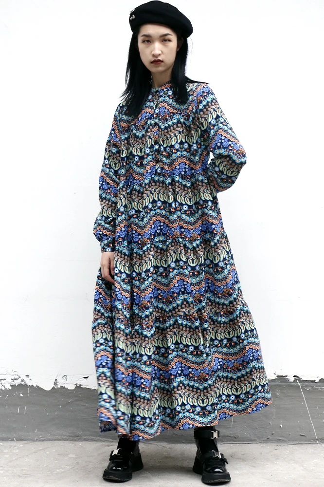 

VANOVICH Summer New 2021 Long Sleeve Fashion Casual Women Dress Cotton Print Wild Korean Style Women Clothing