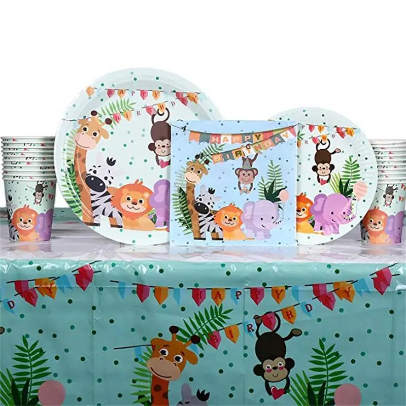 1pcs tablecloth Вечерние украшения в виде животных в джунглях, капкейки, тарелки, чашки, украшения для вечеринки на день рождения, детские подарки для мальчиков, вечерние украшения - Цвет: 1pcs tablecloth