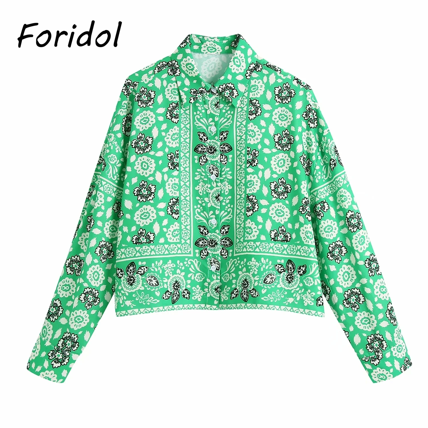 

Foridol Oversized Green Print Boho Women Shorts Sets Shirts Shorts Two Pieces High Fashion Beach Suits Matching Sets 2021 Autumn