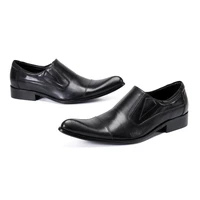 genuine leather casual office work mens shoes solid color pointed toe loafers dress shoes