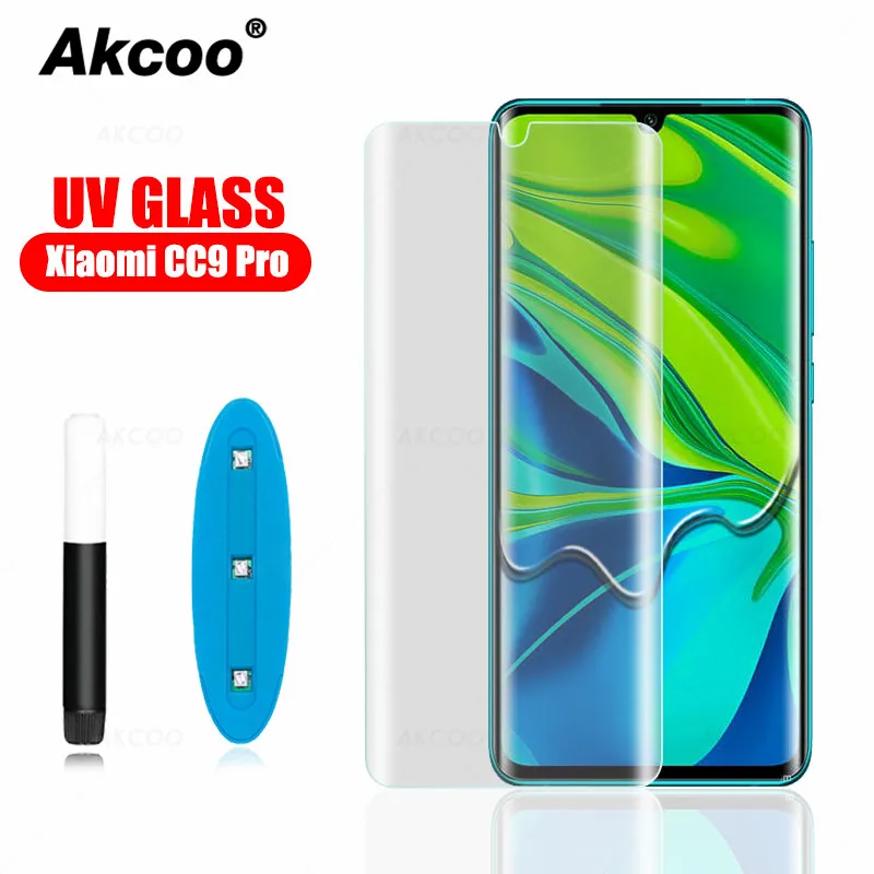 Akcoo УФ полное клеевое закаленное стекло для Xiaomi CC9 Pro защита экрана чехол