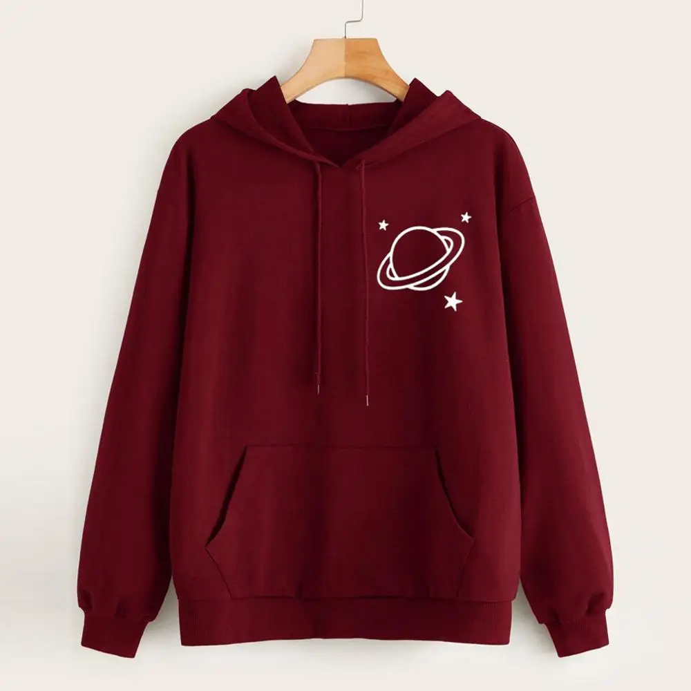 

Linglewei новые зимние женские толстовки с капюшоном с принтом звезды