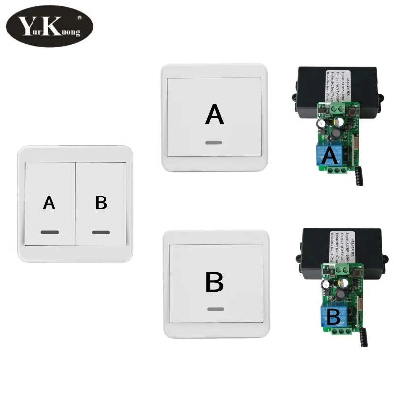 

433 315 Remote Control Switch AC 110V 220V 240V 250V 85V Light Lamp LED Bulb Wireless Switches Corridor Room Wall Panel Switch