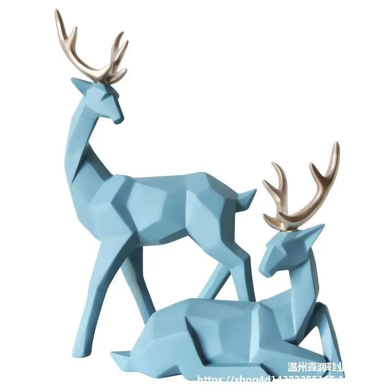 

Nordic Style Creative 3D Solid Geometry Lucky Deer Ornaments Resin Craft Home Furnishing for Decoration Office Desktop Figurines