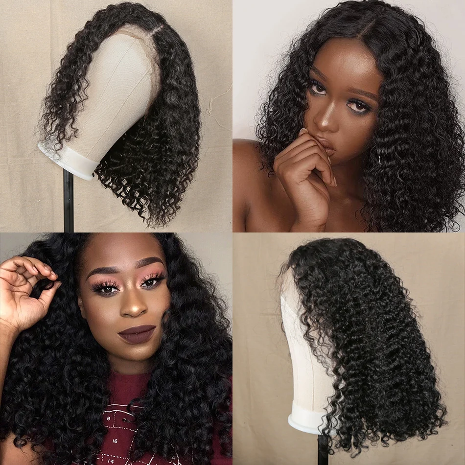 Linksbeauty короткий Курчавый кудрявый 180 плотность парик из человеческих волос на