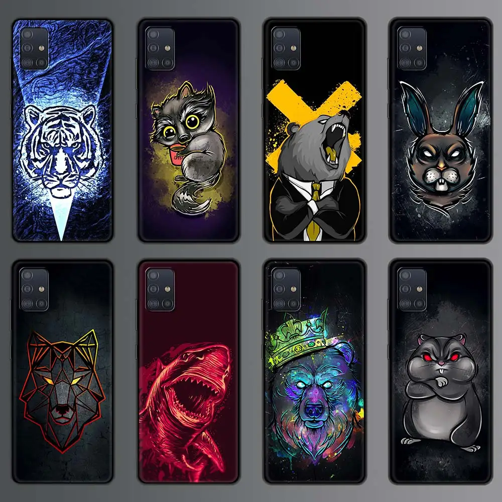 

Phone Case for Samsung Galaxy A51 A71 A70 A50 A40 A20s A30 A10s A20e A10 A02s A01 Back Cover Animal Lion Wolf Tiger Bear Shark