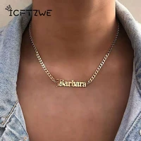 custom gothic old english nameplate necklace for women stainless steel chain choker necklaces men boho pretty jewelry gift