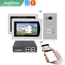 Jeatone Tuya smart 7 inch WIFI Doorbell Video intercoms for 2 Floors Apartment wireless AHD door camera