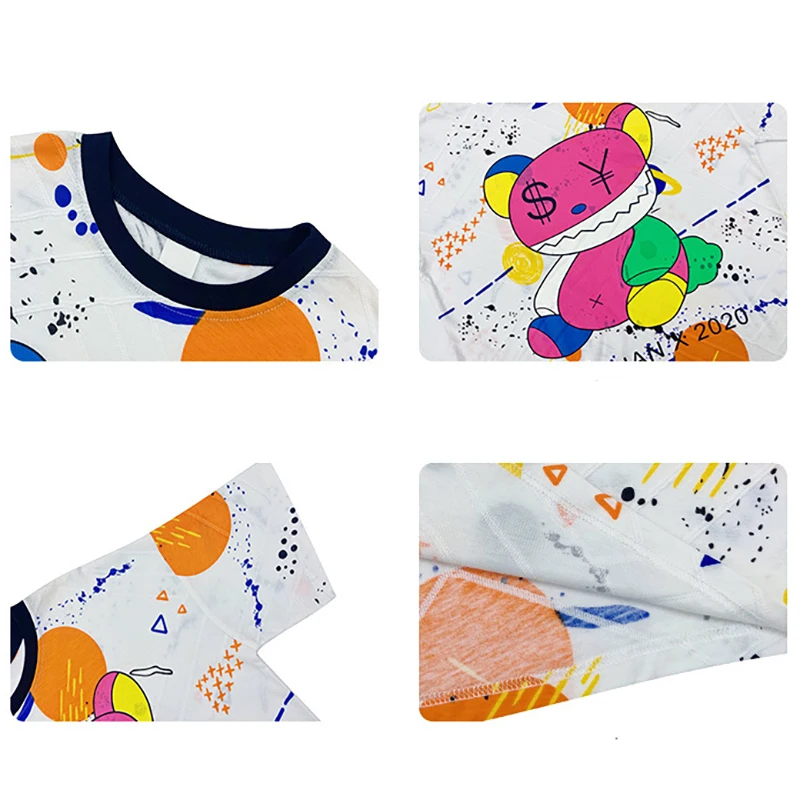 

New Korean Style Girls Clothes Printing Cartoon Knee-Length Doodle Loose T-shirt for Girls Fashion Mother and Daughter Clothes