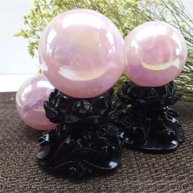 Недорогой натуральный кварцевый шар aura розовая Сфера не входит в комплект основа