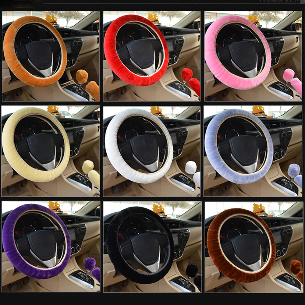 

New Universal Anti-Slip Winter Soft Plush Car Steering Wheel Protected Cover Holder