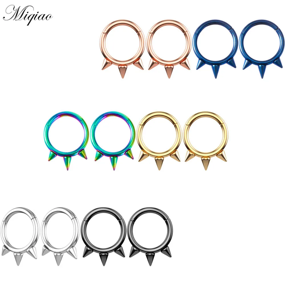 

Miqiao 2pcs Popular Creative Pointed Cone Closed Nose Ring Human Body Piercing Jewelry