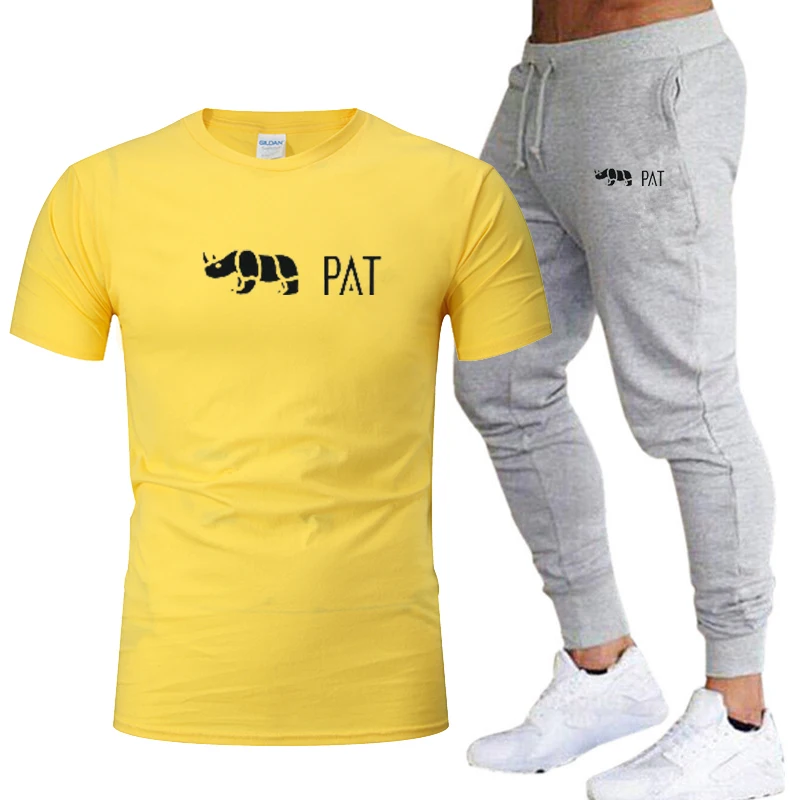 

Summer men's two-piece short-sleeved T-shirt tops, comfortable and fashionable trousers, leisure sports exercise, jogging suit