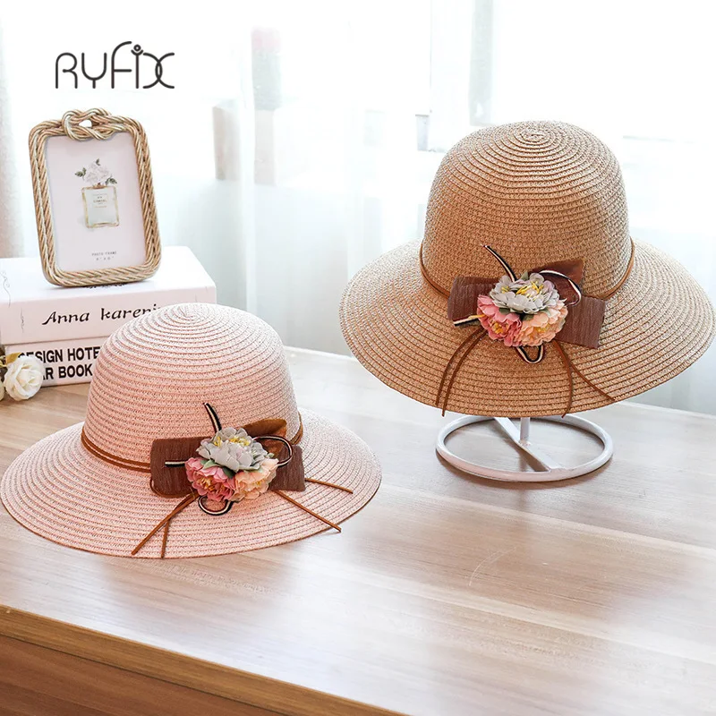 

Шляпа для улицы RYFIX, соломенная шляпа с декоративными цветами для женщин, летняя пляжная шляпа 2021 JX02
