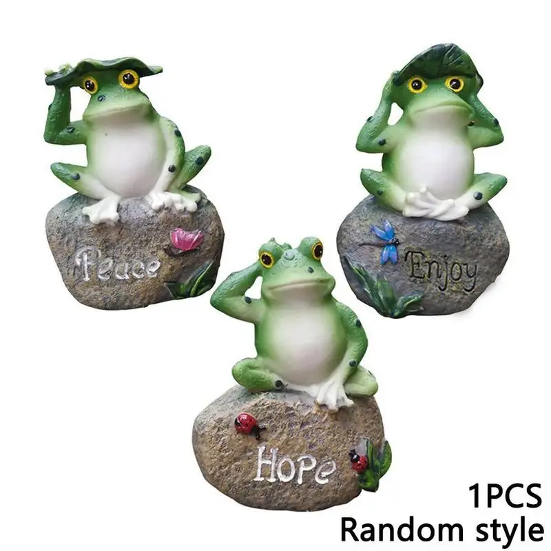 

1pc Three Frogs Decoration Creative Cute Resin Frog On Stone Model Landscape Gardening Animal Home Bedroom Office Table Ornament