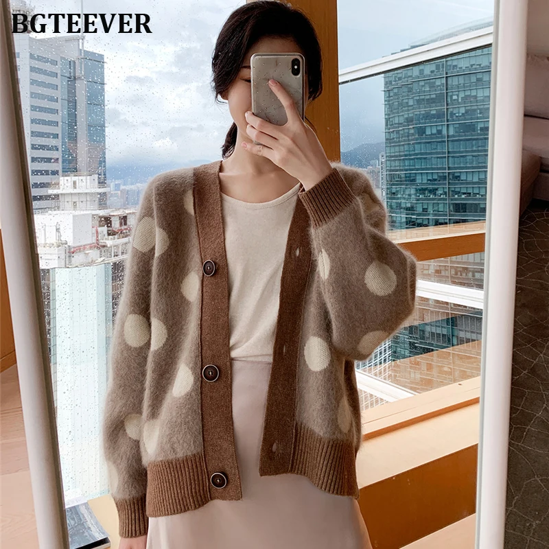 Модные укороченные кардиганы для женщин однобортный женский свитер в горошек 2019