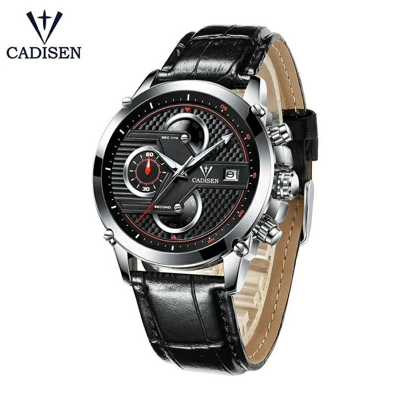 Часы наручные CADISEN Мужские кварцевые брендовые Роскошные водонепроницаемые