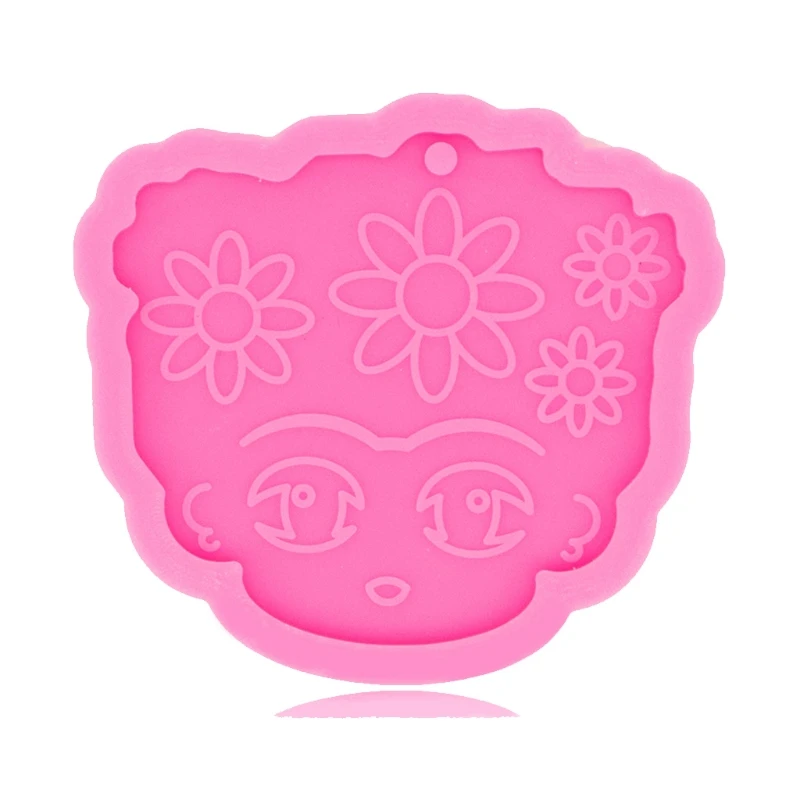 

Shiny Glossy Necklace Epoxy Resin Mold Sun Flower Face Keychain Silicone Mould