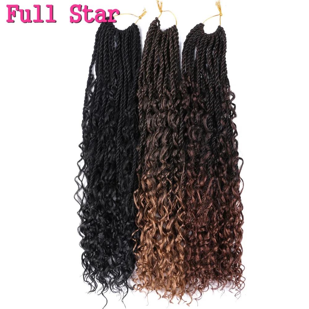 

Full Star messy senegalese braids with Split Ends Synthetic Crochet Braid Hair Black Ombre Brown Bug Color Style Hair