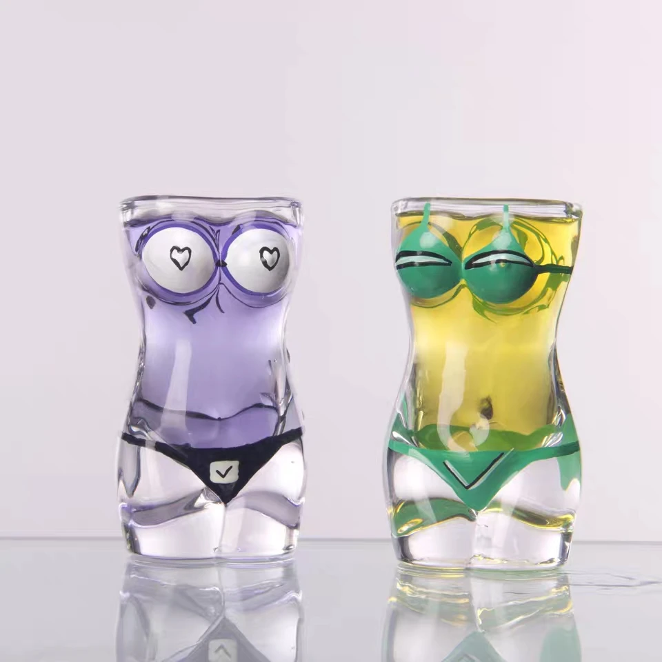 

30ml Sexy Lady Men Durable Double Wall Whiskey Glasses Wine Shot Glass Big Chest Beer Cup Creative Body Shape Glass Cup
