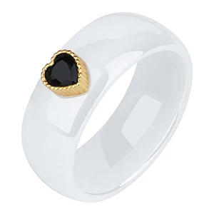 Black White Ring Золотые, красные, черные, CZ Стразы, сердце, женские кольца, маленькие, милые, в форме сердца, 8 мм, здоровые керамические кольца, свадебные ювелирные изделия, подарок - Цвет основного камня: Black White Ring