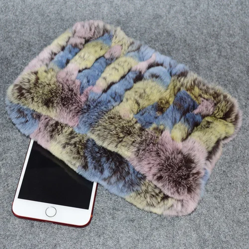 color 19 Женский Настоящий мех кролика Кольцо шарфы Роскошный вязаный натуральный шарф из меха кролика рекс Зимний Русский кролик рекс меховые повязки на голову - Цвет: color 19