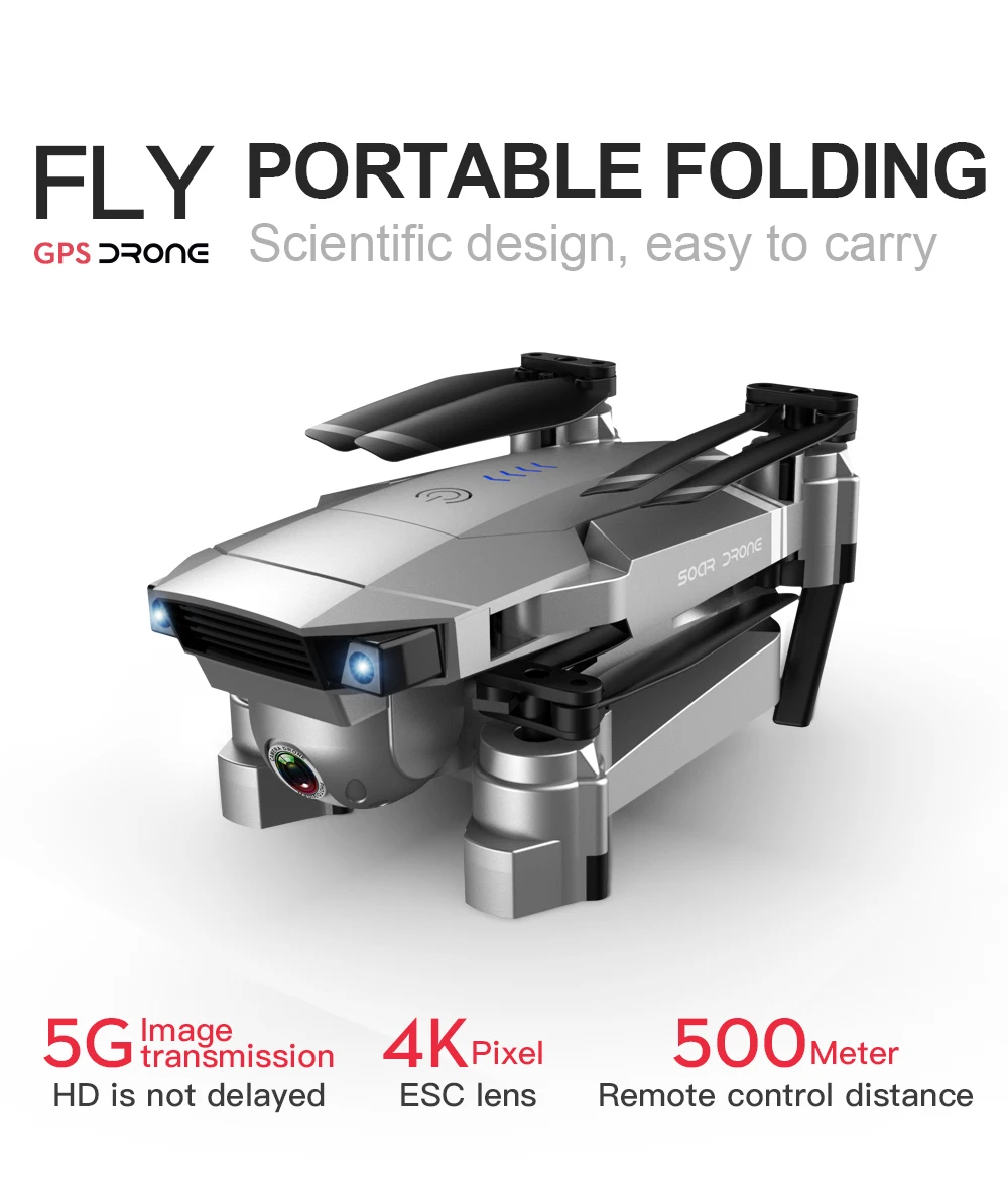 Лучший Дрон с GPS 4K камера 16 МП HD Wi-Fi FPV RC Квадрокоптер складной Селфи видео в