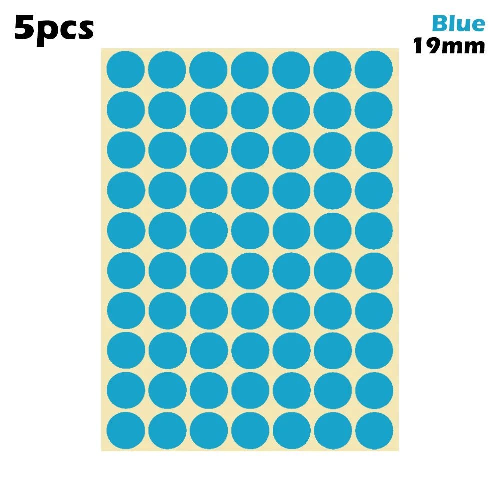 19mm-blue 5 листов 10 мм/19 мм Цветные точечные наклейки круглые точечные круги уплотнительная бумага клеящиеся этикетки Упаковка Этикетки вечерние украшения - Цвет: 19mm-blue