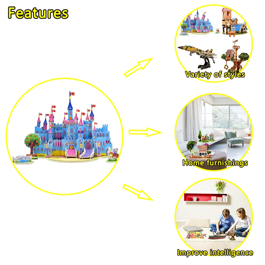 3D DIY головоломки игрушки для детей ЗАМОК строительство подарок Дом головоломка