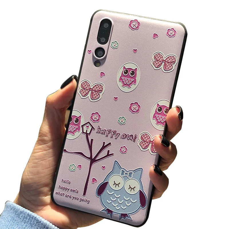 Мягкий чехол с объемным рисунком для Huawei P40 P30 Pro P20 Lite Nova 6 7i Honor 9X 8X V10 V9 Mate 30 20 20X 10 V20