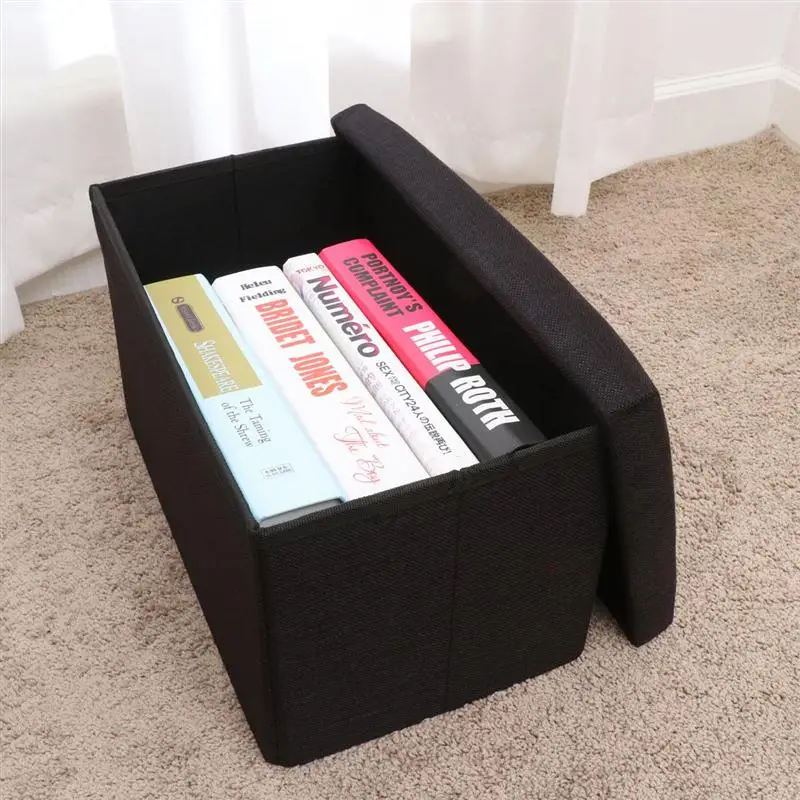 

Foldable Storage Ottoman with Folding Toy Chest Storage Box Linen Fabric Ottomans Bench Foot Rest for Bedroom Living Room (Grey)