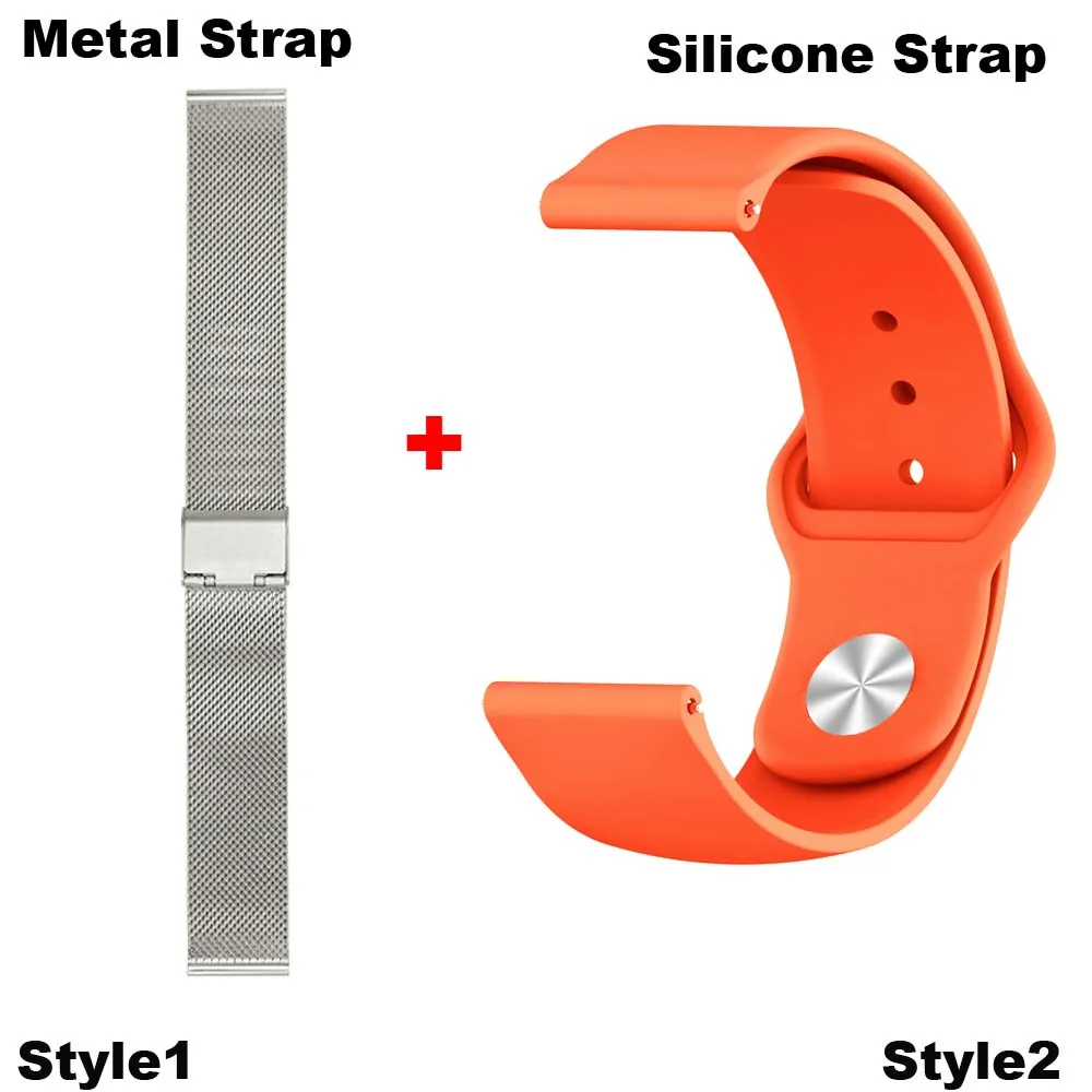 Silver-Orange 22 мм браслет ремешок для Xiaomi Huami Amazfit GTR 47 мм Pace Stratos 2 часы ремешок для samsung gear S3 Galaxy 46 мм Correa браслет - Цвет: Silver-Orange