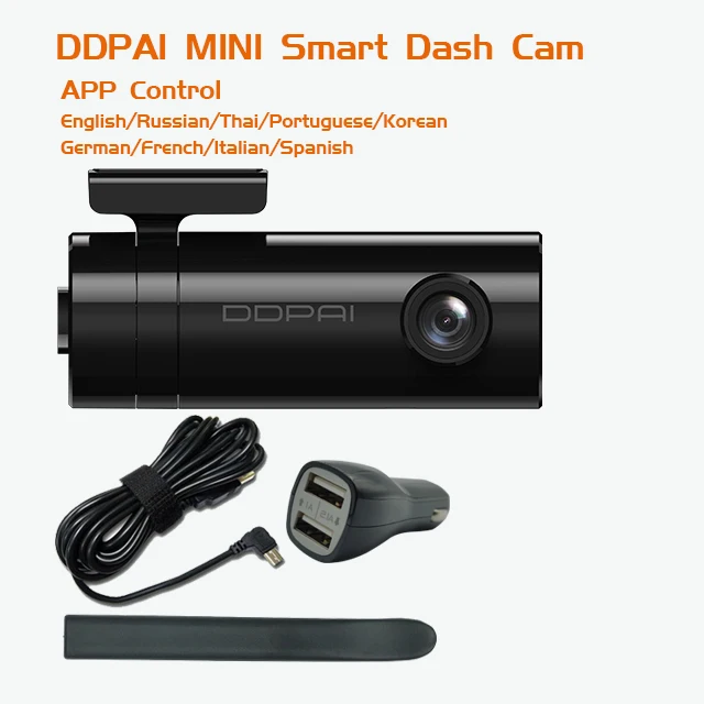 English DDPai mini Xiaomi Mijia DDPai мини видеорегистратор камера Мини корпус интерфейс питания Передняя Задняя запись английский голос 1080HD ночное видение - Название цвета: English DDPai mini