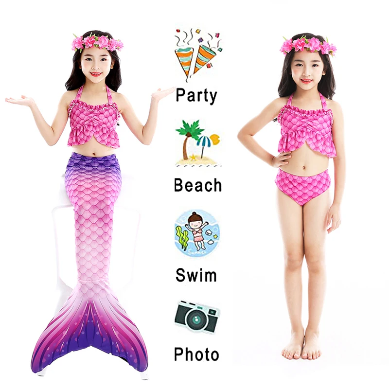 mermaid tail bikini dress for girls high elastic mermaid costume beach dress goggles mermaid princess pool party girls costume free global shipping