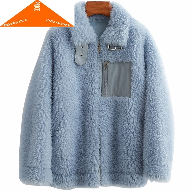 

Женская короткая куртка из натуральной овечьей шерсти, женская зимняя одежда 2020, корейское элегантное пальто из 100% шерсти, меховые Топы Hiver ...
