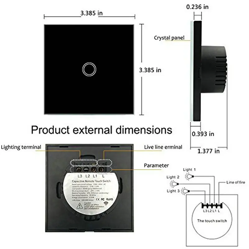 Стандарт ЕС/Великобритании настенный сенсорный выключатель светильник