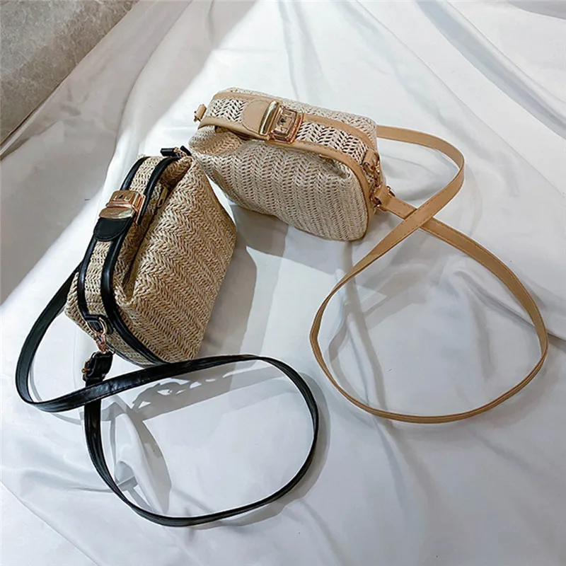 

Women Caual Sholder Bag Fashion Straw Messenger Crossbody Bag 2021 New Summer Ladies Beach Travel Handbag