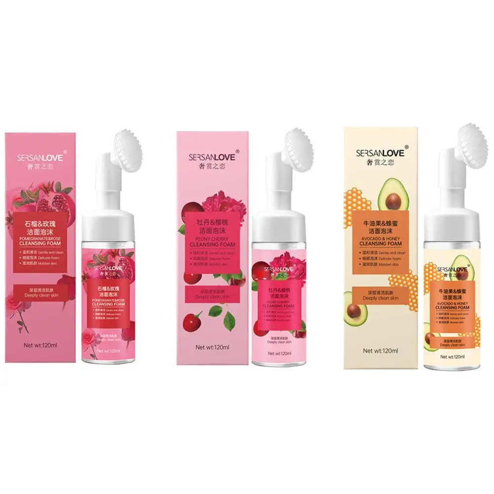 

120ml Pomegranate Peony Rose Cleanser Foam Cleanser Makeup Remover Cleanser Moisturizing Cleansing Mousse