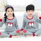 Детские пижамы 2020, зимняя одежда для сна для девочек и мальчиков, одежда для сна, Одежда для младенцев, пижамные комплекты с мультяшными лисами, хлопковые детские пижамы