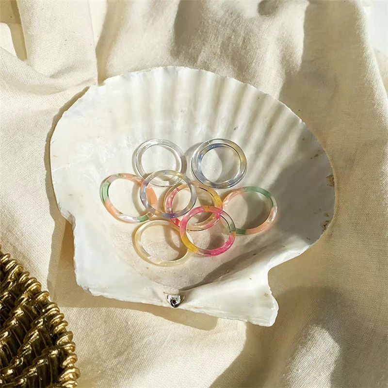 

Retro New Korea Chic Transparent Aesthetic ring Colorful Minimalist Acrylic Resin Thin Ring for Women BFF Jewelry Party Gifts