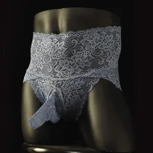 Сексуальные мужские кружевные стринги карамельного цвета U выпуклая сумка g-стринги с высокой талией прозрачные сексуальные стринги с вырезами размера плюс одежда для геев 10