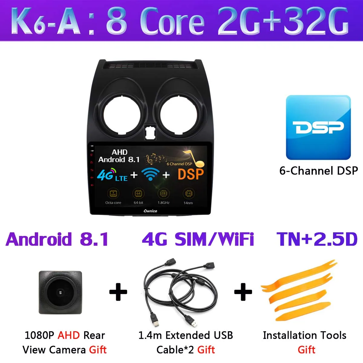 K6-A " 360 ° панорамный автомобильный dvd-плеер на основе Android gps навигация радио для Nissan Qashqai 1 2006-2013 J10 мультимедиа CarPlay DSP 4G LTE - Цвет: K6-A