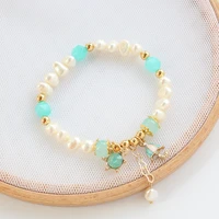 popular bohemian style hand string multi element fresh water pearl bead string girl friend stretch elastic bracelet jewelry