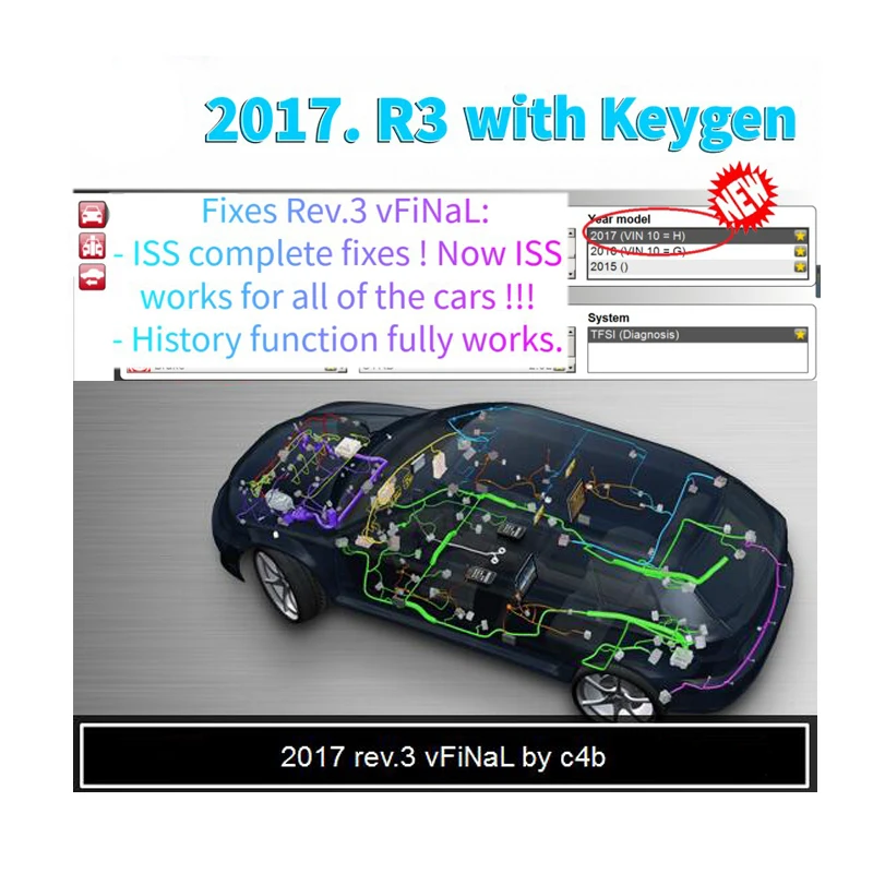 100% оригинальное 2017 3 R3 программное обеспечение Keygen dvd для delphis tcs vd pro plus obd2