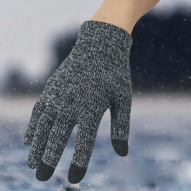 Мужские классические перчатки на полный палец с сенсорным экраном зимние теплые