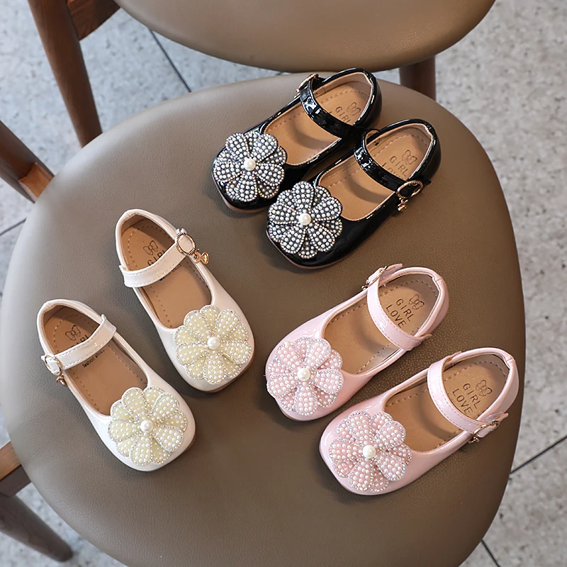 

Toddler Girls Flowers Casual Shoes Princess Shoes Little Girls No-Slip Dress Shoes Flats Spring Autumn Korean Pink Toddler Shoes