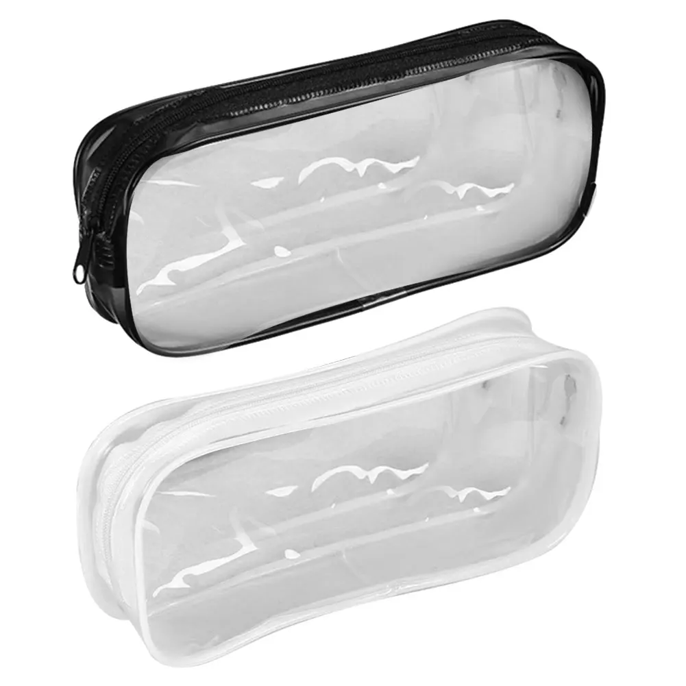 

Transparent Zipper Pen Box Waterproof PVC Zipper Large Capacity Pencil Case Student Women Men Stationery Organizer