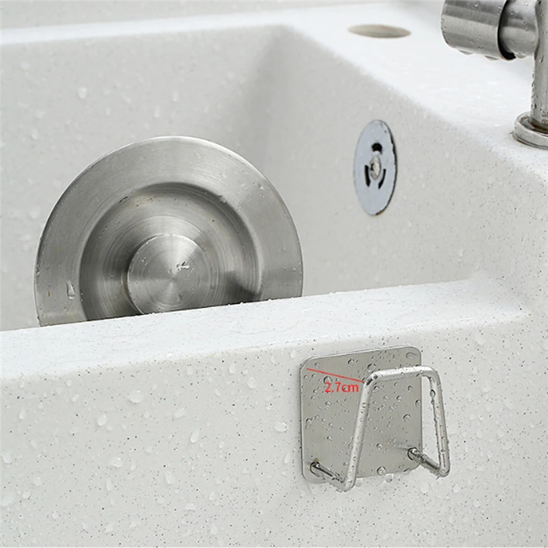 

Kitchen Organizer Stainless Steel Sponge Storage Holder Self Adhesive Sink Soap Drain Drying Rack Bathroom Wall Hook Accessories