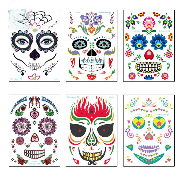5 листов Смешные Хэллоуин водонепроницаемые татуировки Временные мультфильм