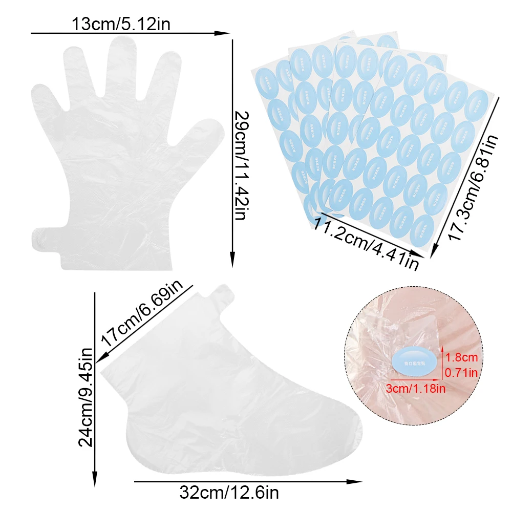 200 Counts Paraffin Wax Liners for Hands & Feet Plastic Booties Bags Therapy Socks Gloves Bath Mitts | Красота и здоровье